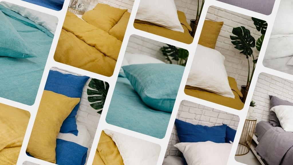 Bettwäsche-Collage aus Leinen von FlaxLin Eco Textiles