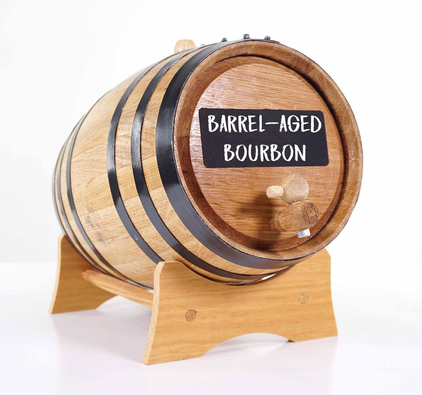 Whiskey Barrel (5 Liter) with Chalkboard Front - Oak Barrel for Aging Whiskey...