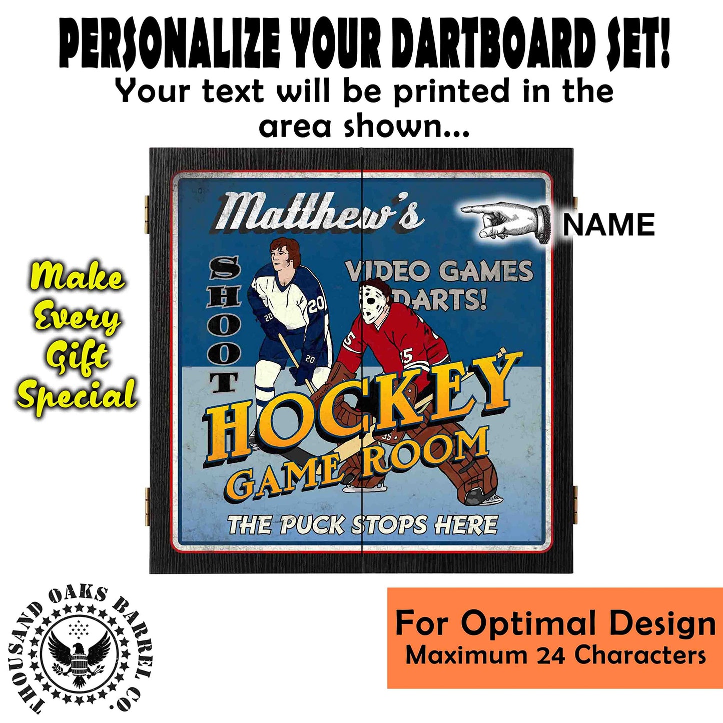 THOUSAND OAKS BARREL CO. Personalized Dartboard - Imprinted Dartboard for Roo...