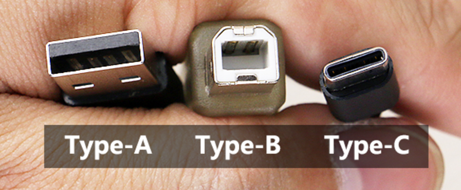 USB interface: USB-A vs USB-B vs USB-C port.