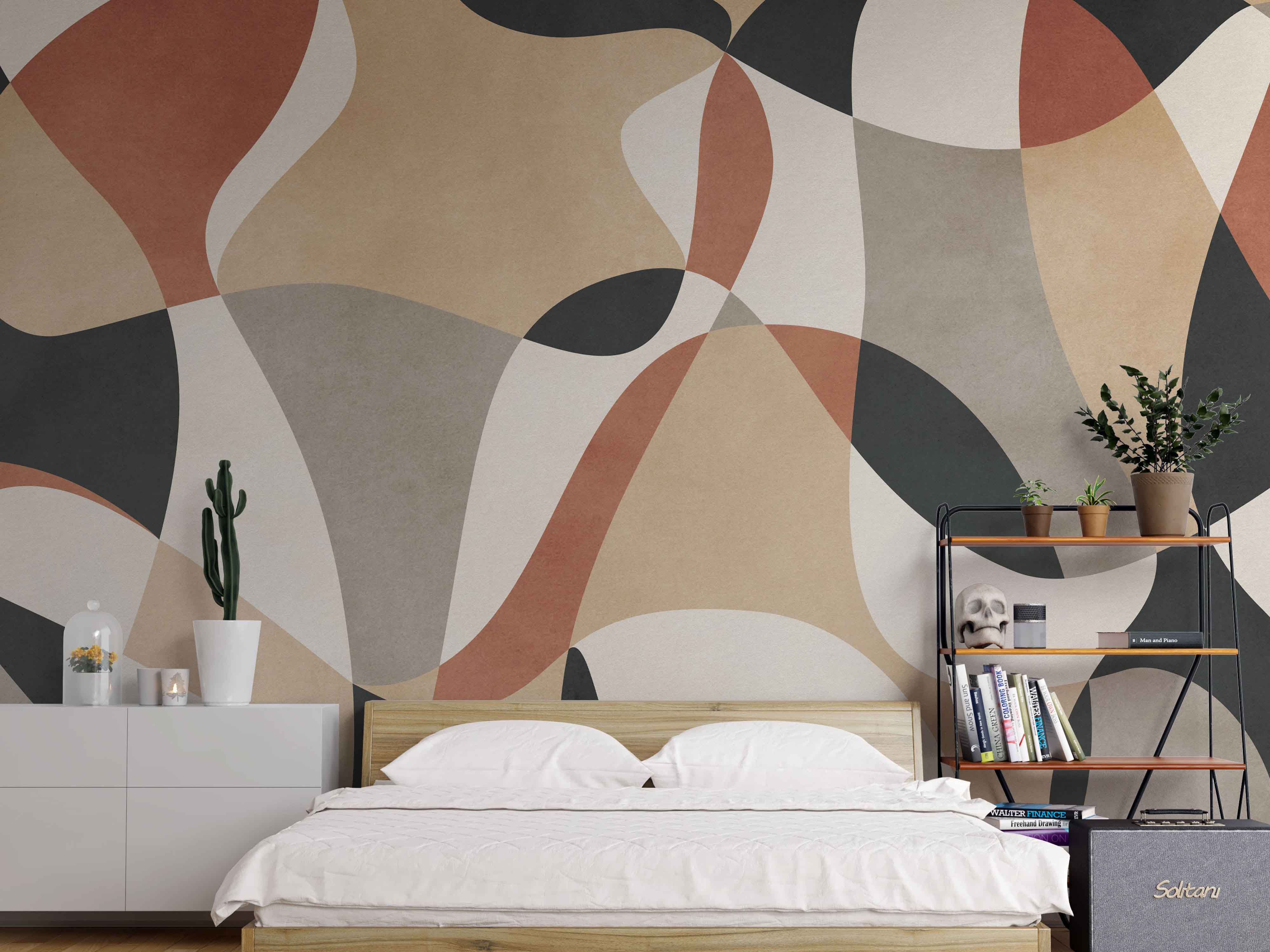 Contemporary Geometric Shapes Wallpaper Mural in modern minimalist style