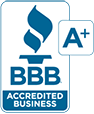 Better Business Bureau A+ rating badge
