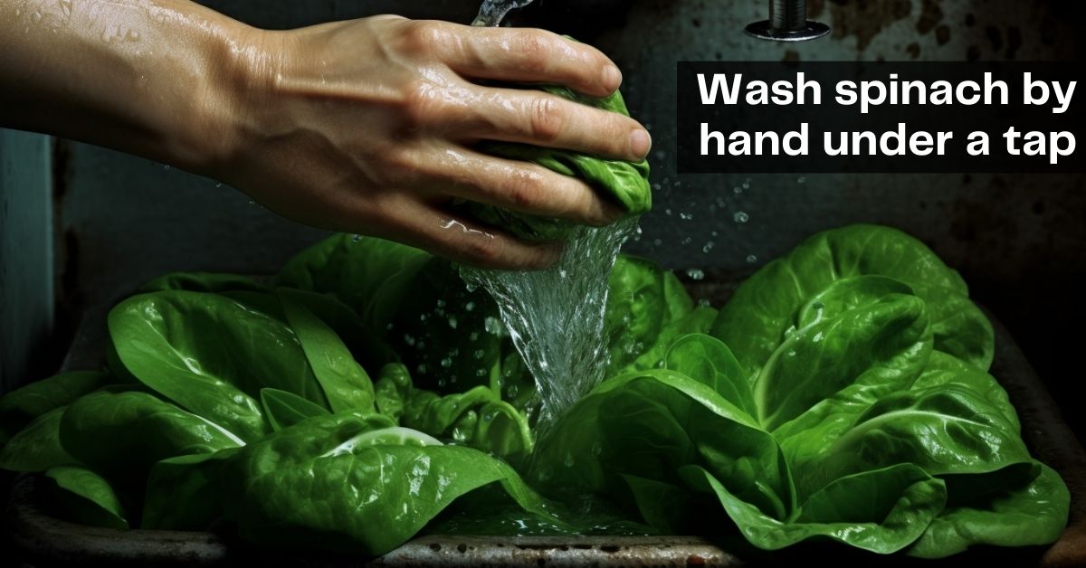 Washing spinach by hand for your smoothie