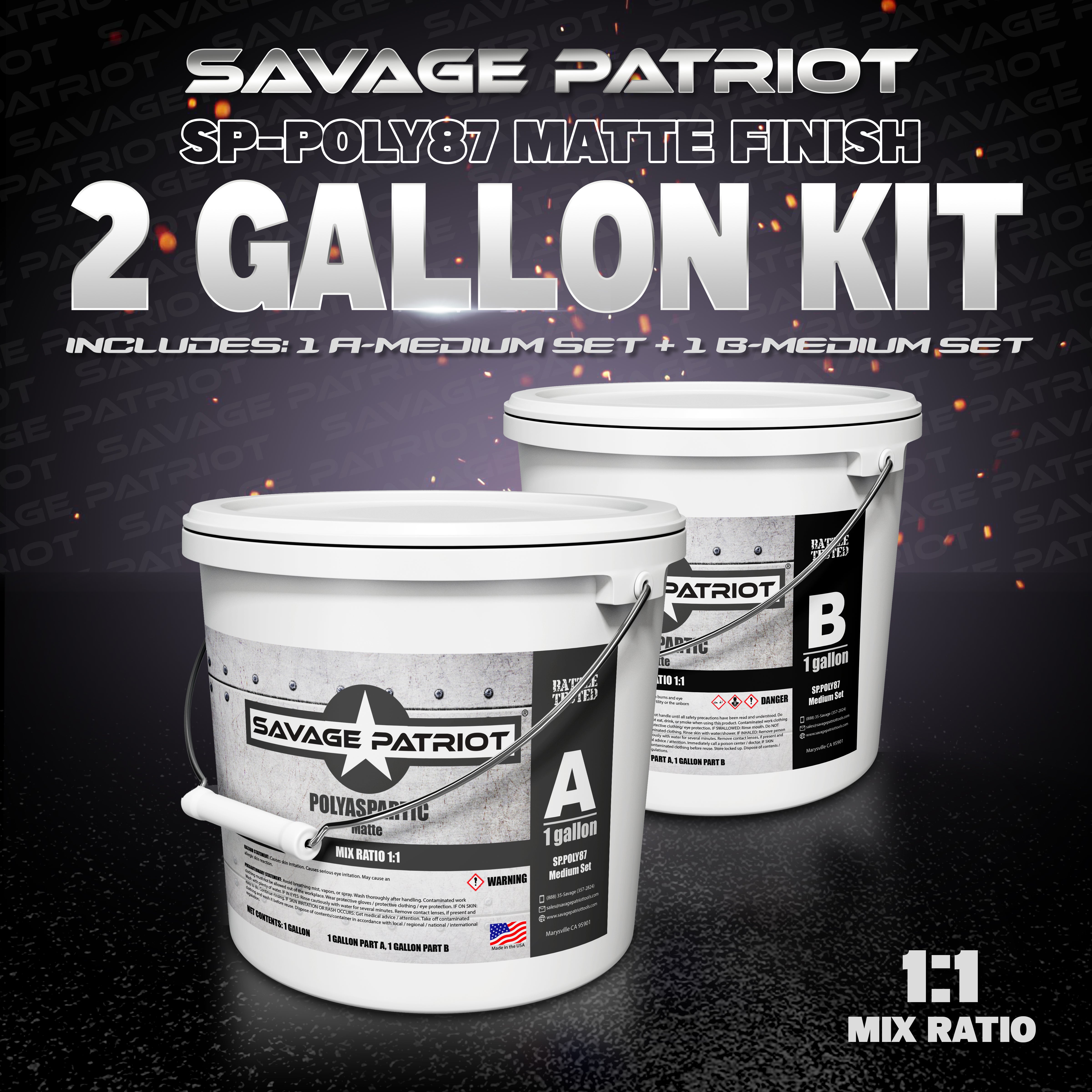 Savage Patriot-POLY87 Matte Finish Aliphatic Polyaspartic Topcoat - Savage Patriot Polymers product image