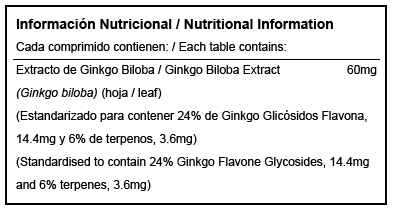 Image #Ginkgo Biloba 60mg - 60 Comprimidos