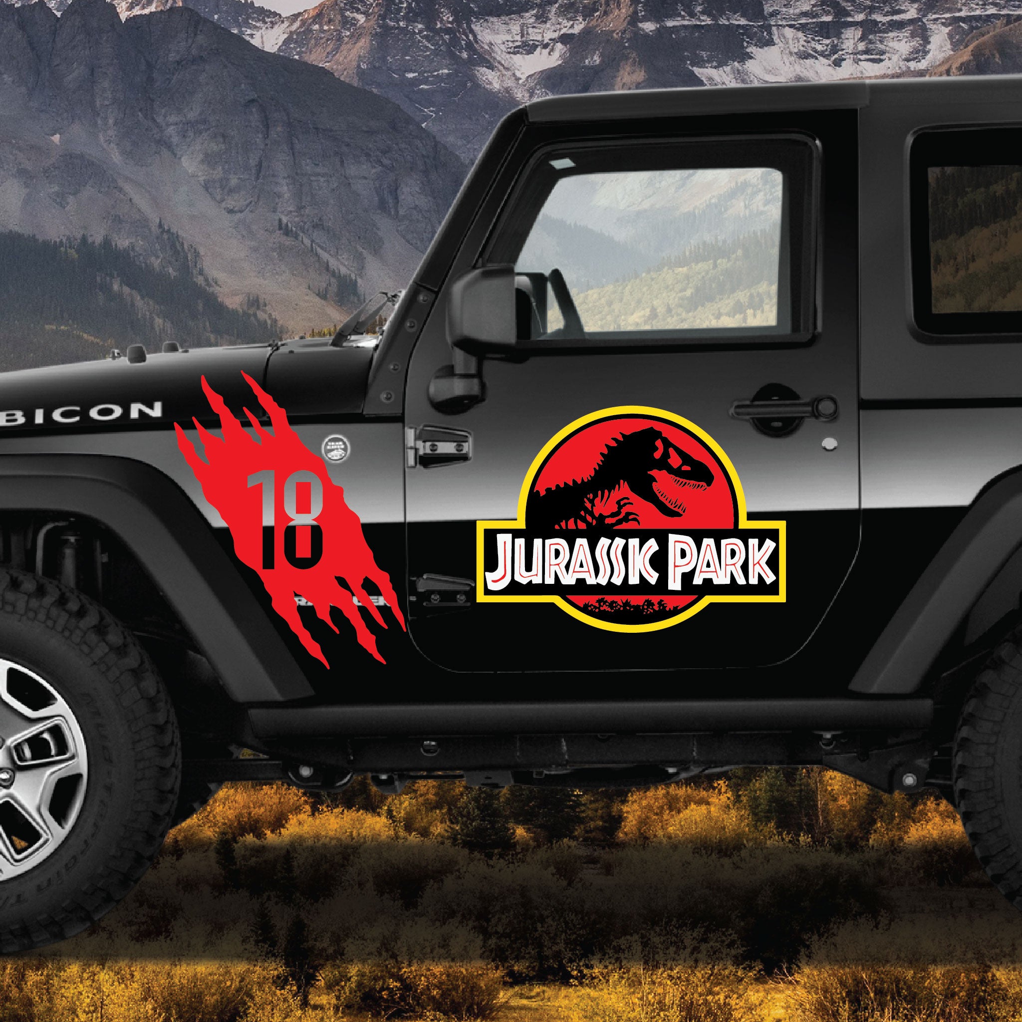 Summit Graphix | Original Jurassic Park Scratch Vehicle Jeep Decal Kit