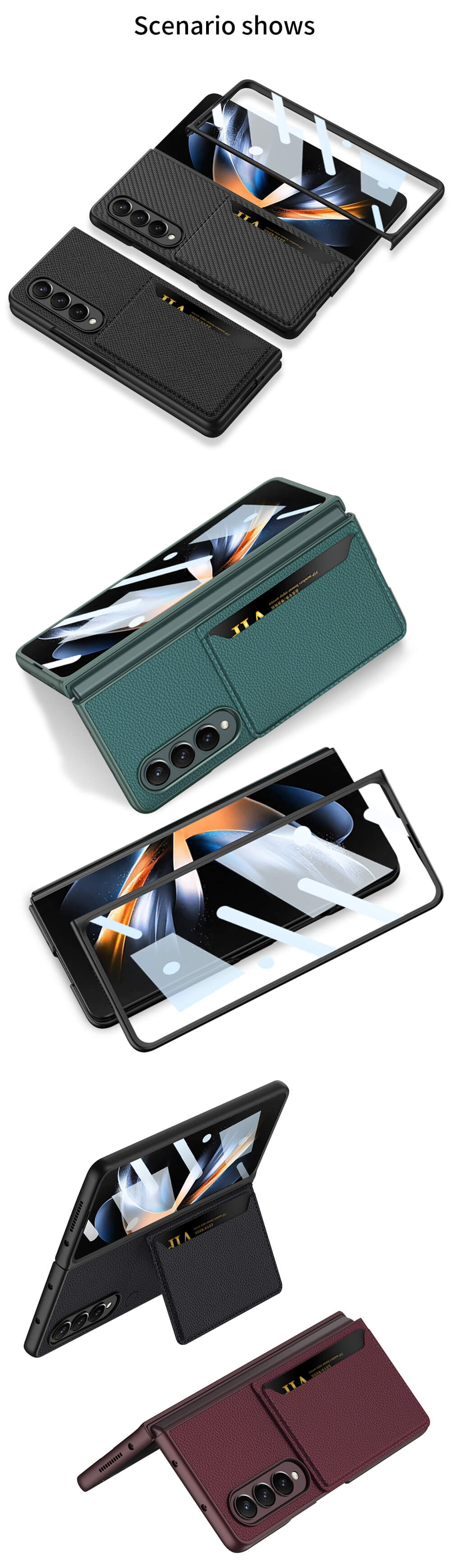 Dealggo UK | Card Bag Bracket Leather Case For Samsung Galaxy Z Fold4 5G