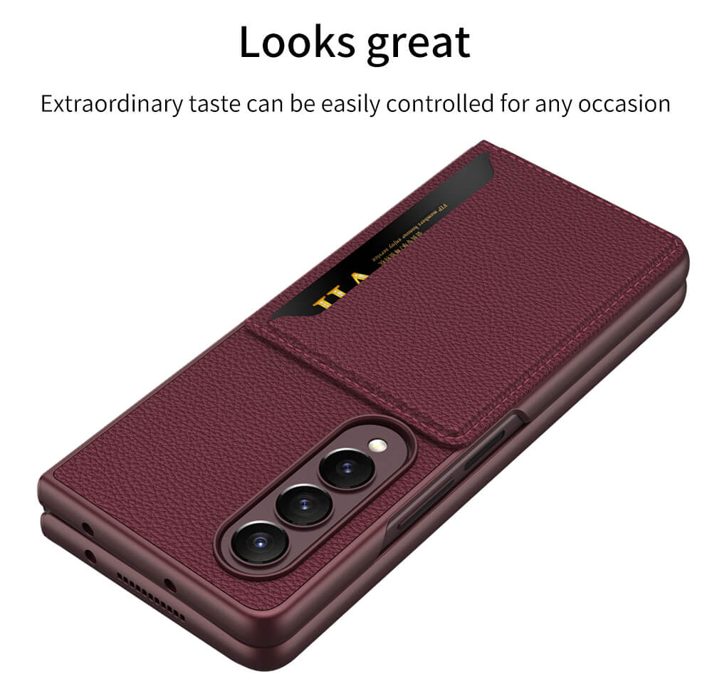 Dealggo UK | Card Bag Bracket Leather Case For Samsung Galaxy Z Fold4 5G