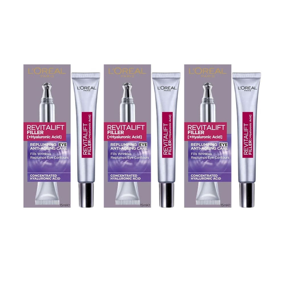 3x L'Oreal Revitalift Filler Replumping Eye Anti Ageing Care 15ml