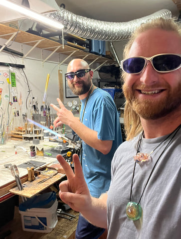 Selfie of Corey & Cal Working On A Glass Prototype