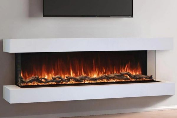 3-sided smart electric fireplace with realistic flames