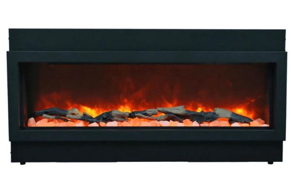 Black rectangular 72-inch indoor/outdoor smart electric fireplace
