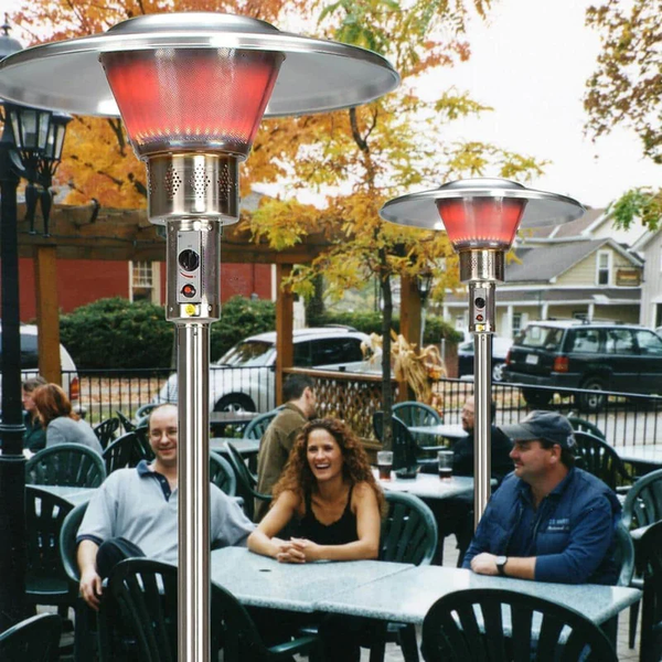 Portable Stainless Steel Propane Heater in a Restaurant