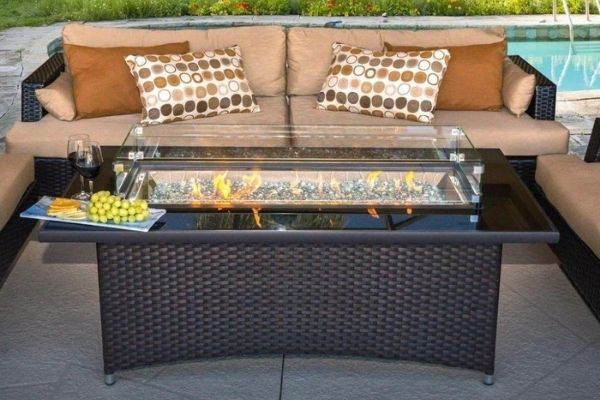 The Outdoor GreatRoom Company Balsam Montego 59" Linear Gas Fire Pit Table