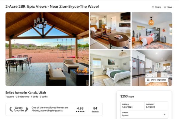 Dino Ranch Airbnb listing - guest favorite