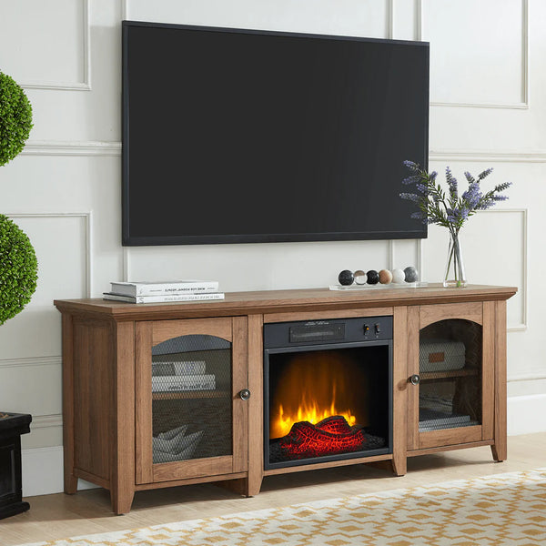 Electric fireplace with cabinets