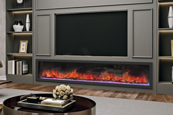 Modern Fireplace with TV and custom cabinets