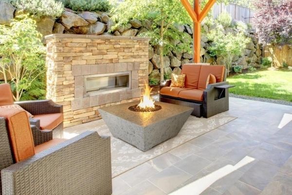 Athena Olympus Square Concrete Gas Fire Pit Table