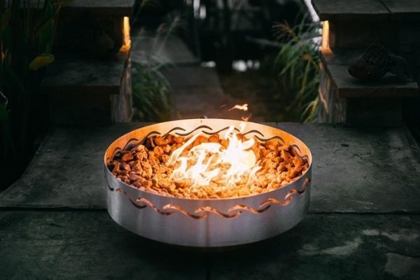 Fire Surfer by Fire Pit Art - 30" Handcrafted Stainless Steel Fire Pit