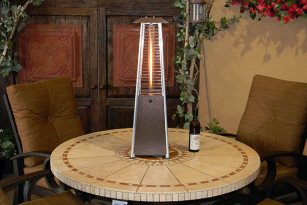 table top propane patio heater with flame