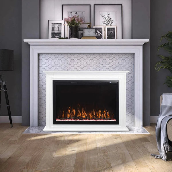 Image of Touchstone Forte Elite 40-Inch Freestanding Electric Fireplace with White Mantel (#90000-80052)