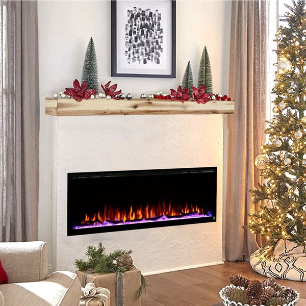 Image of Touchstone Sideline Elite 60-Inch Electric Fireplace with Rustic Acacia Mantel