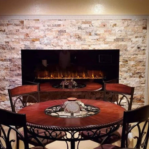 50" wall mounted electric fireplace in dining room