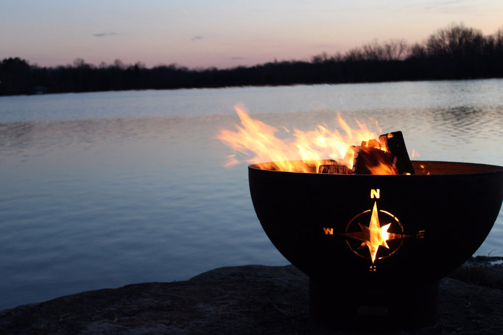 fire pit with compass design