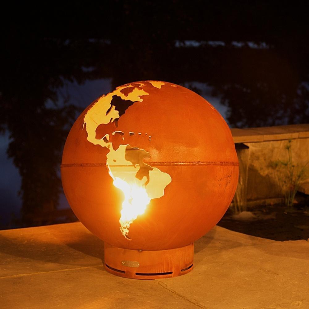 Fire Pit Art Third Rock 36 Handcrafted Globe Shaped Gas Fire