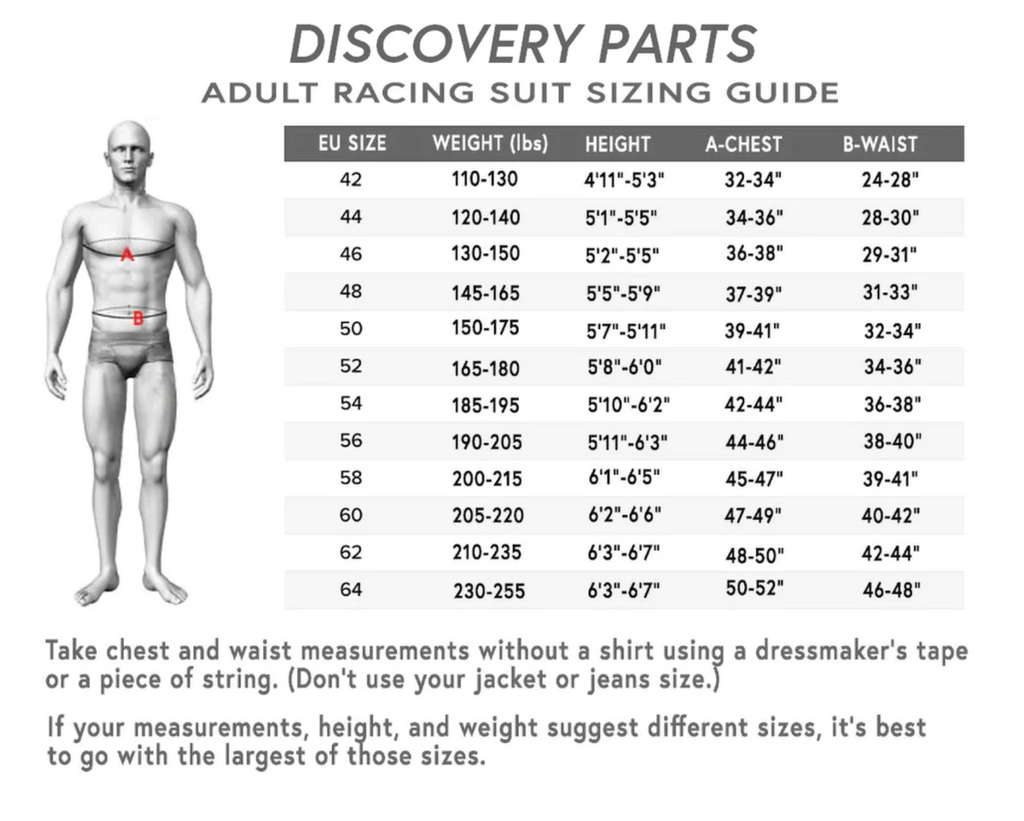 OMP KS-4 Kart Racing Suit Size Chart how to find the correct size OMP KS-4 kart racing suit