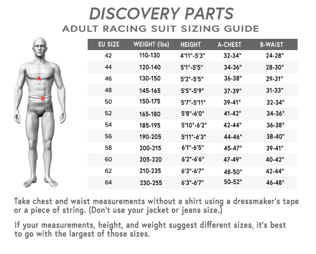 SABELT TS-9 RACE SUIT SIZE CHART