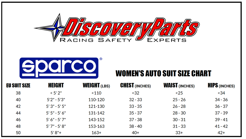 sparco Kerb Lady kart Racing Suit Size chart how to find the correct size for EU kart suits