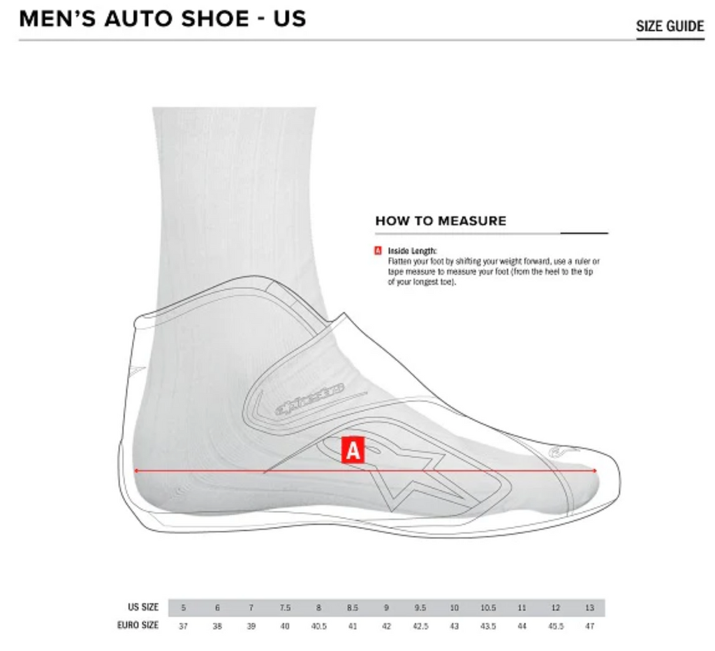 alpinestars 10k v2 kart racing shoe size chart how to find the correct size in EU