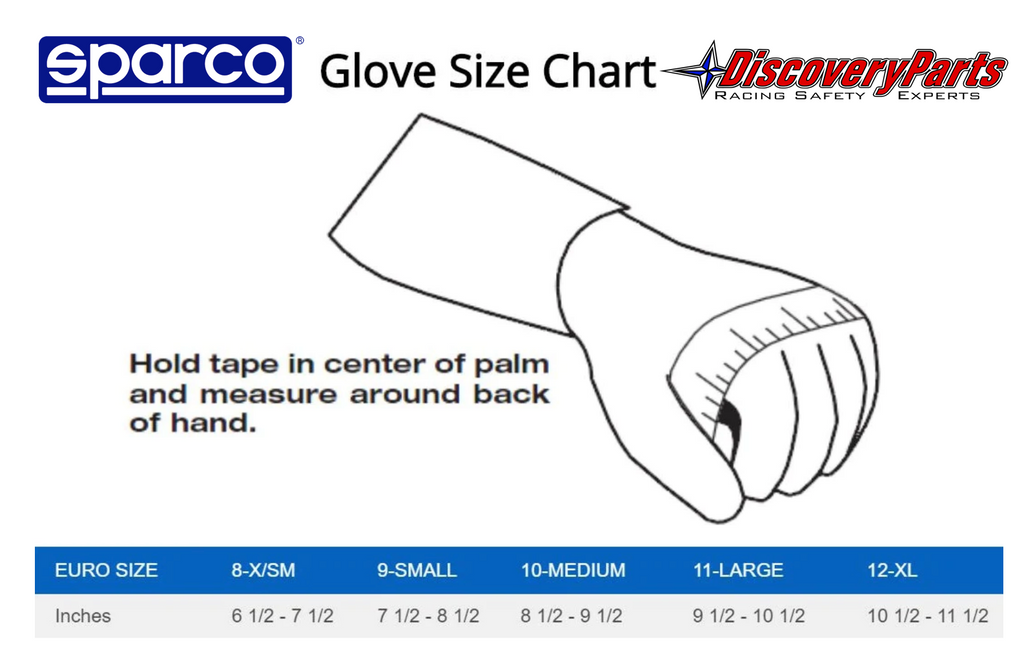 Sparco glove size chart to find the correct size sparco race glove
