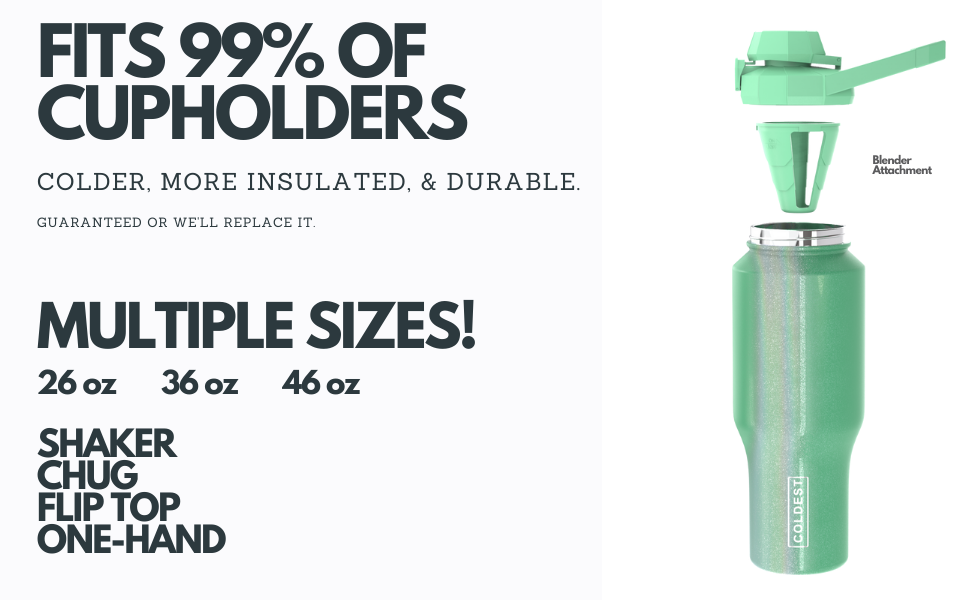 Coldest Shaker With Handle 36+ Hours Cold No Sweat Technology 3 Lids- 46oz