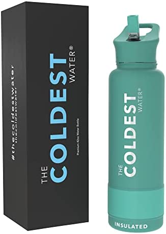 Amazon.com: COLDEST Sports Water Bottle - 40 oz (Straw Lid), Leak Proof, Vacuum Insulated Stainless Steel, Hot Cold, Double Walled, Thermo Mug, Metal Canteen (40 oz, Terraform Green): Home & Kitchen