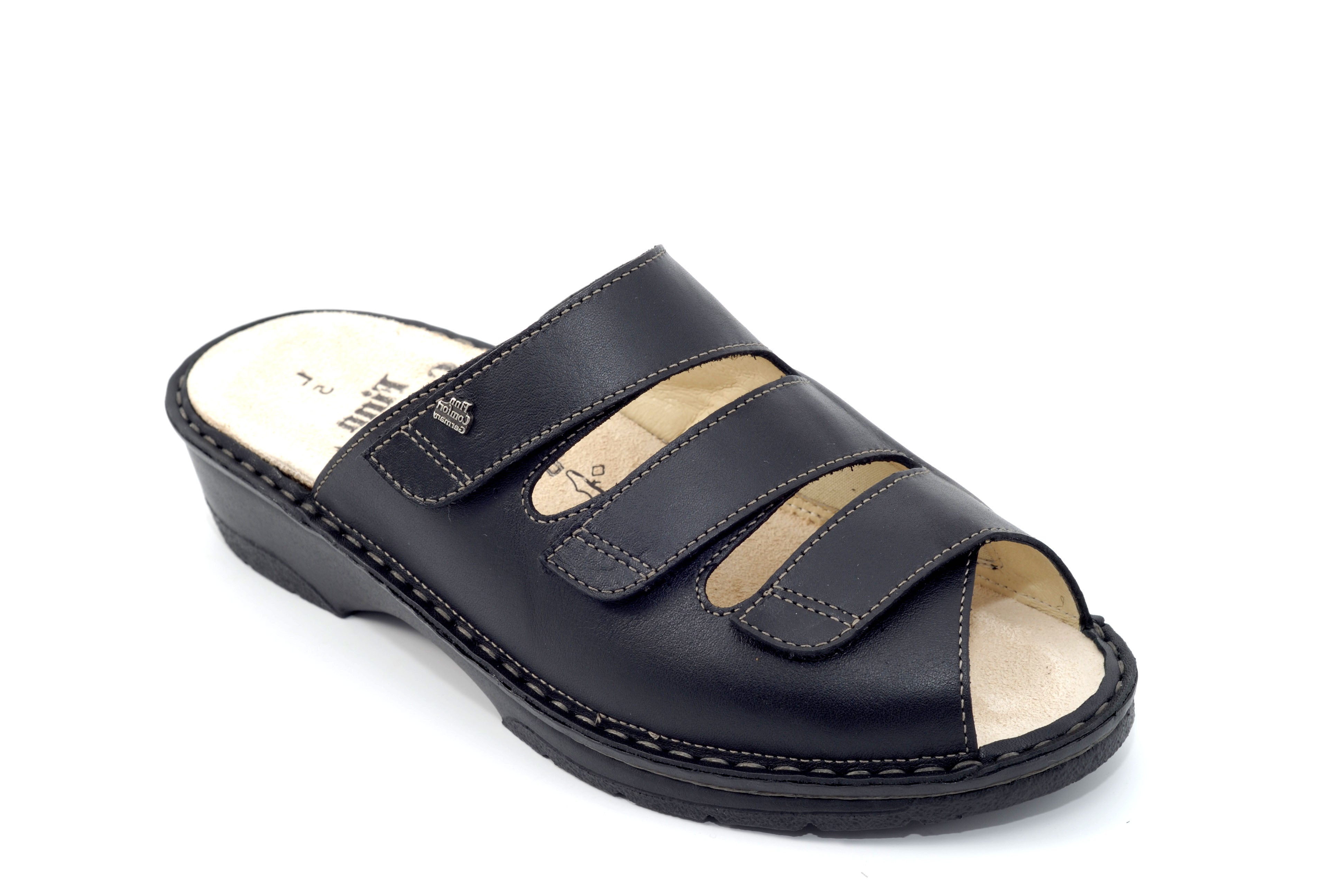 Finn Comfort Tillburg Leather Soft Footbed Sandal Black