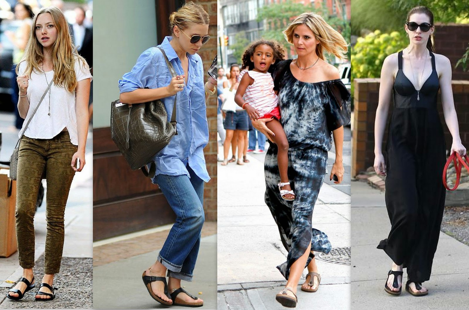 multiple celebrities embrace the arizona two-strap sandal style of the birkenstock brand