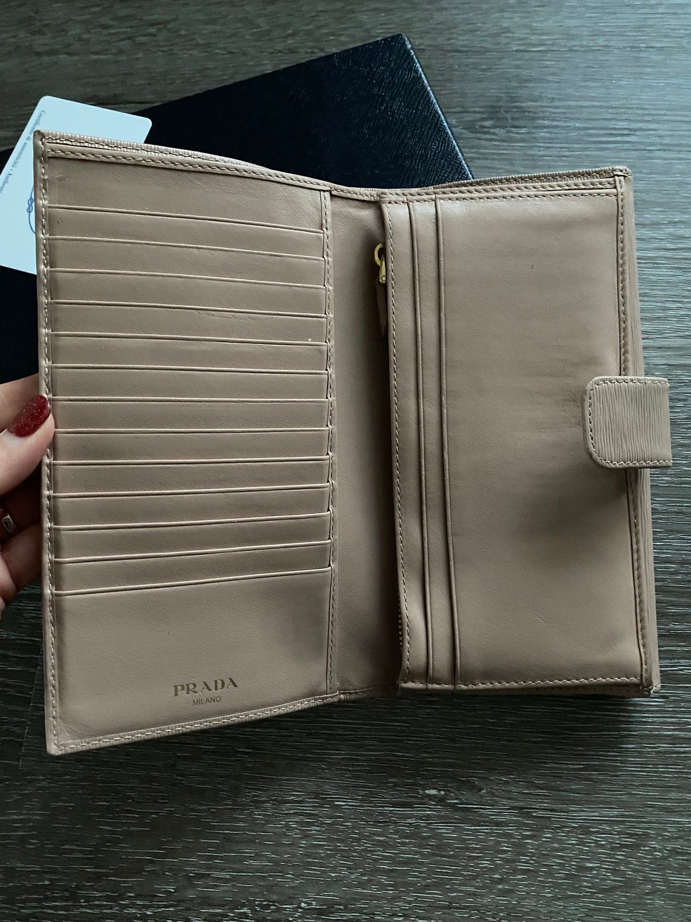 Prada Patent Leather Full size Wallet / Travel Organizer w/ box - tan (B+) *Final Sale*