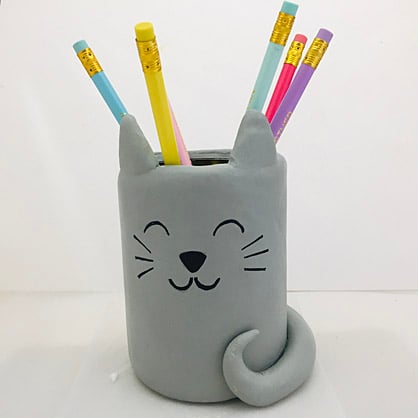 Sculpey Air Dry Pencil Cup Cat 