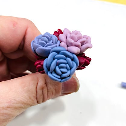 photo shows different color clay succulents