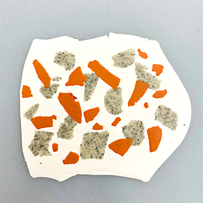 photo shows Pumpkin pieces applied to sheet of clay