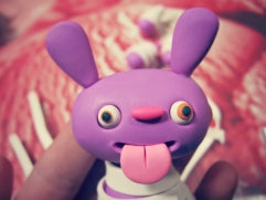 make polymer clay bunny ears for monster