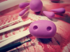 creating polymer clay purple monster face