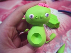 attach green clay monster head to its body