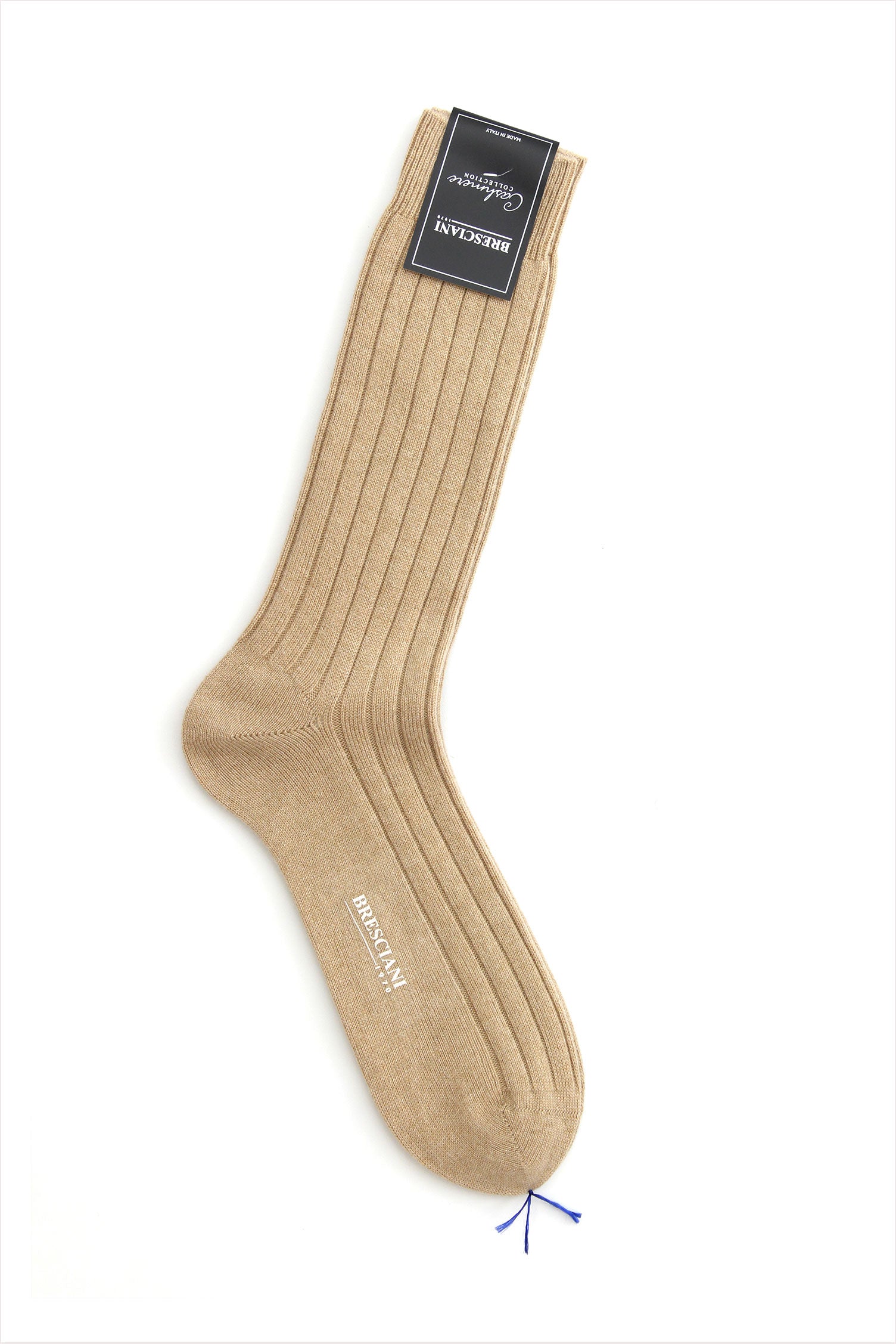 Bresciani Men's Cashmere Rib Knit Socks Camel