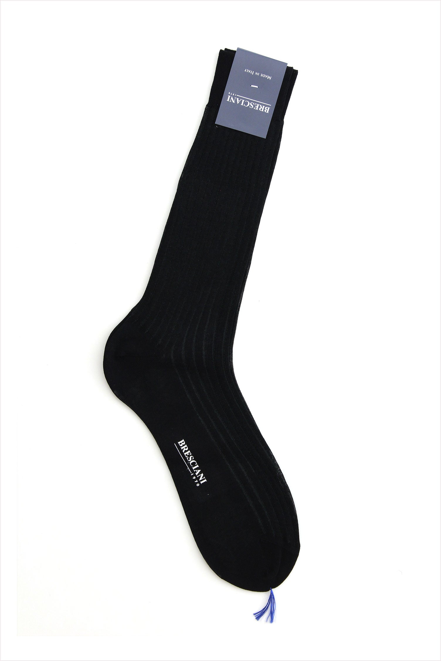Bresciani Men's Cotton Knit Socks Black