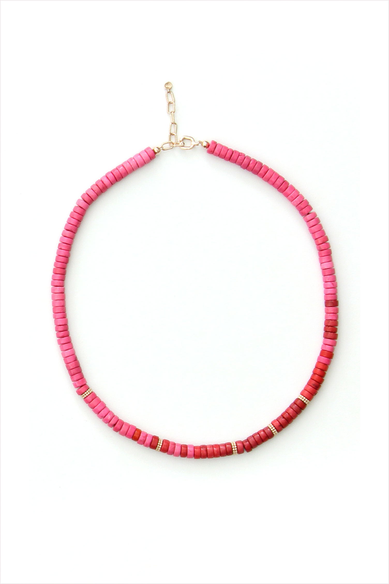 Beaded Necklace Hibiscus Pink Turquoise Yellow Gold