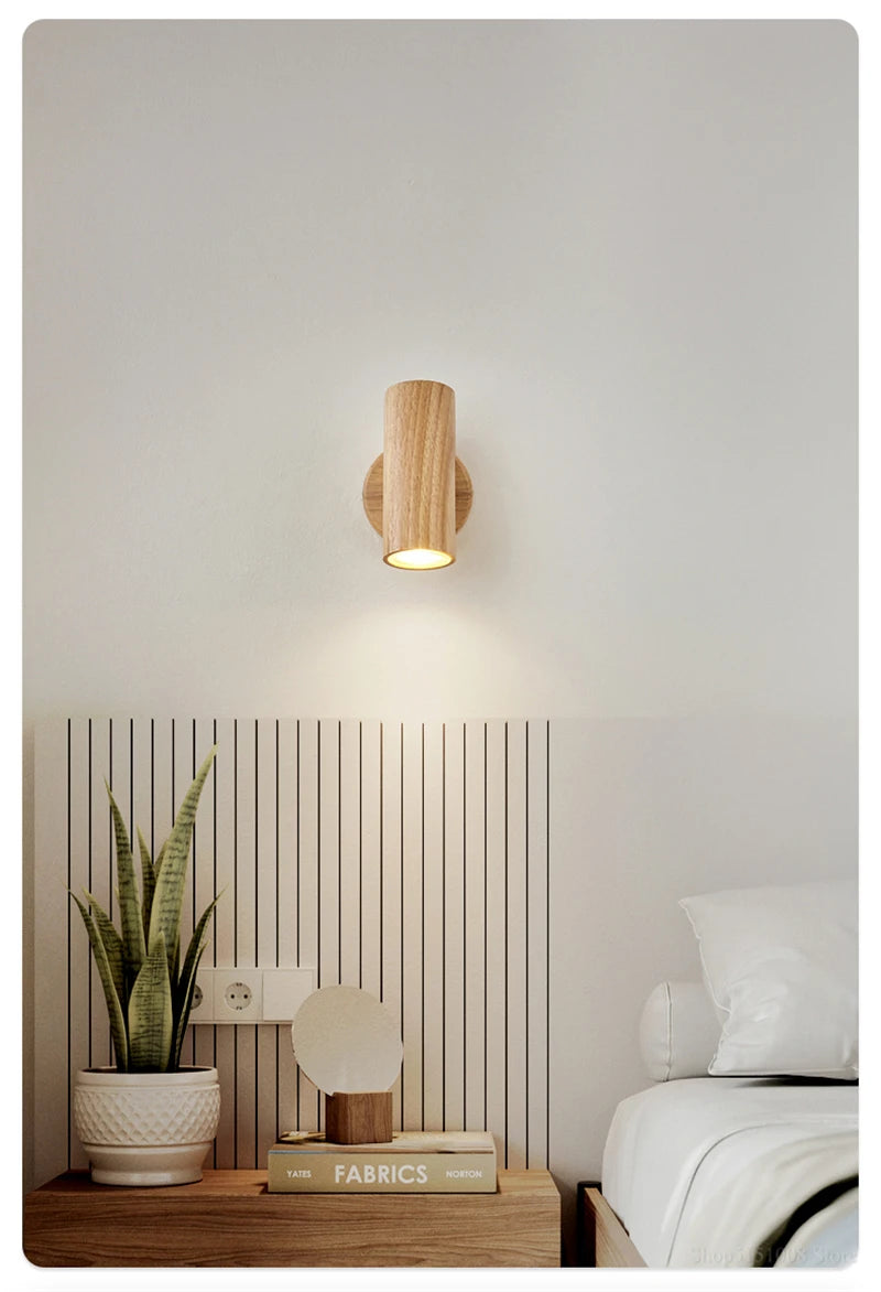 Applique murale LED rotative en bois nordique