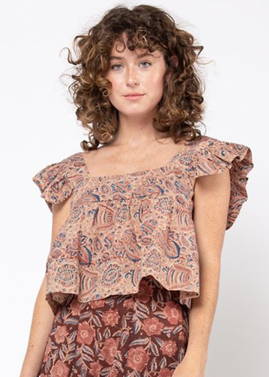 Tabi Kalamkari Top, Bell, Size S